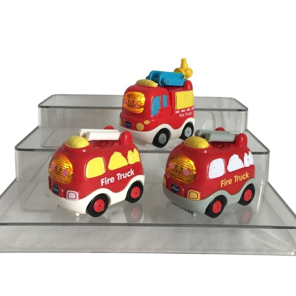 Vtech Go Go Smart Wheels Firetruck Lot of 3 Lights Sounds Vehicles Tested - Picture 1 of 15